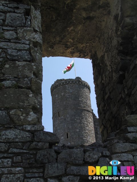 SX29189 Welsh flag on Harlech Castle